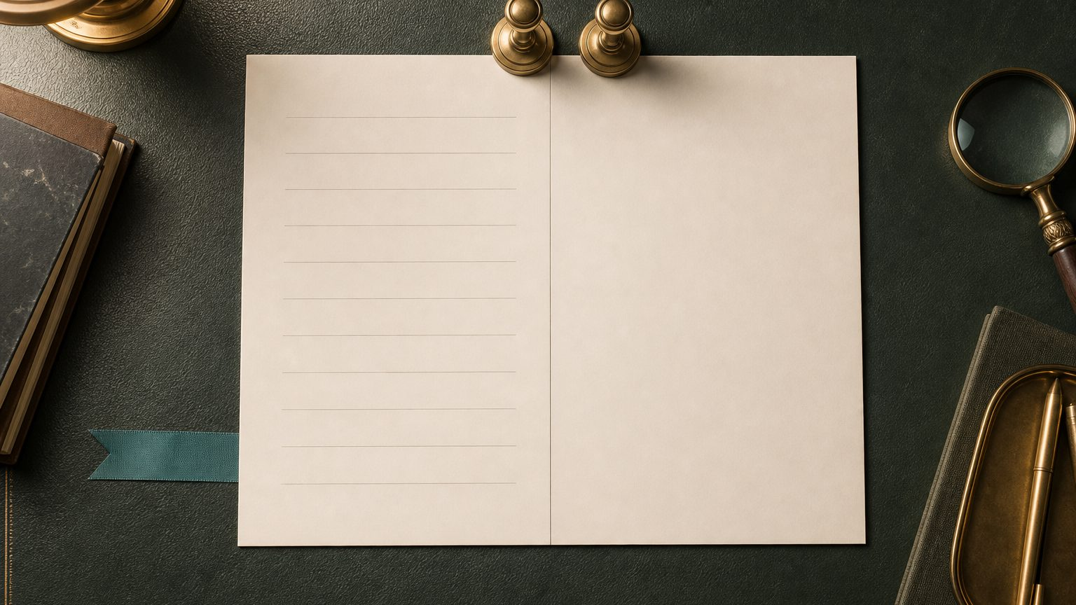 A two-column document with the left column ruled and the right column blank, topped by two brass seals